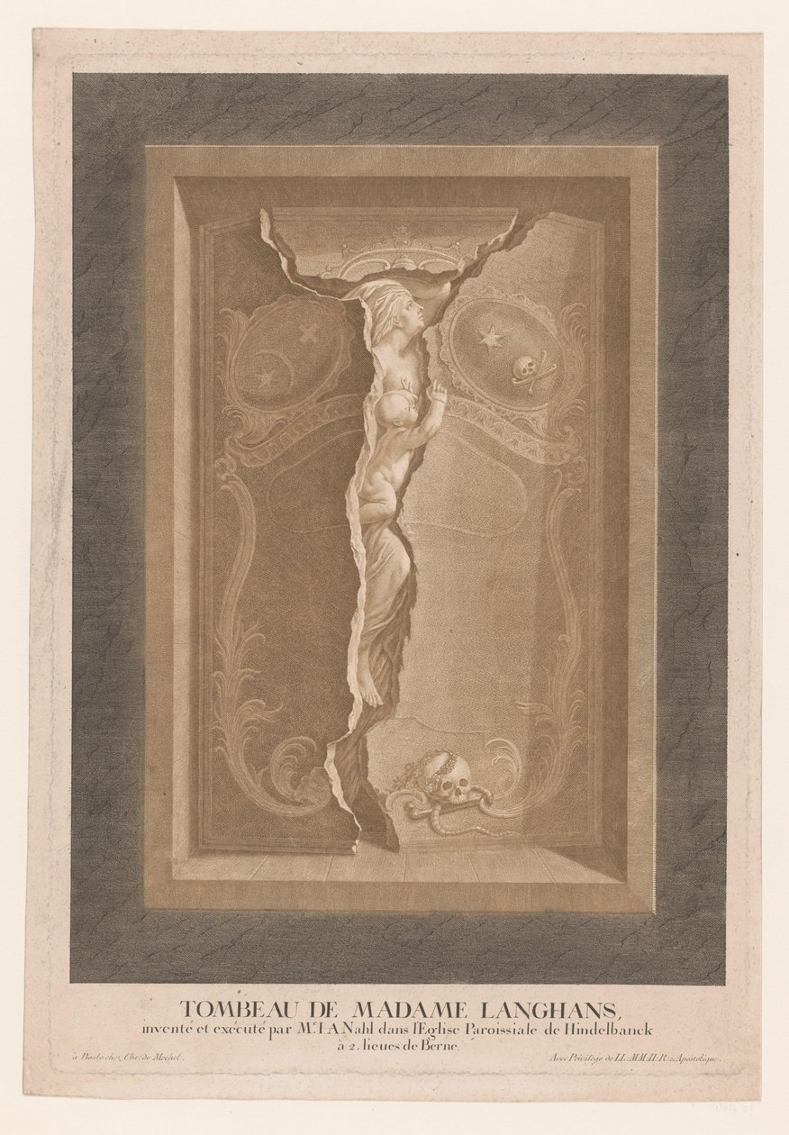 Langhans Mária Magdolna sírja a Hindelbank templomban Tombeau de Madame Langhans (...) (cím a tárgyon) alkotó: Christian von Mechel