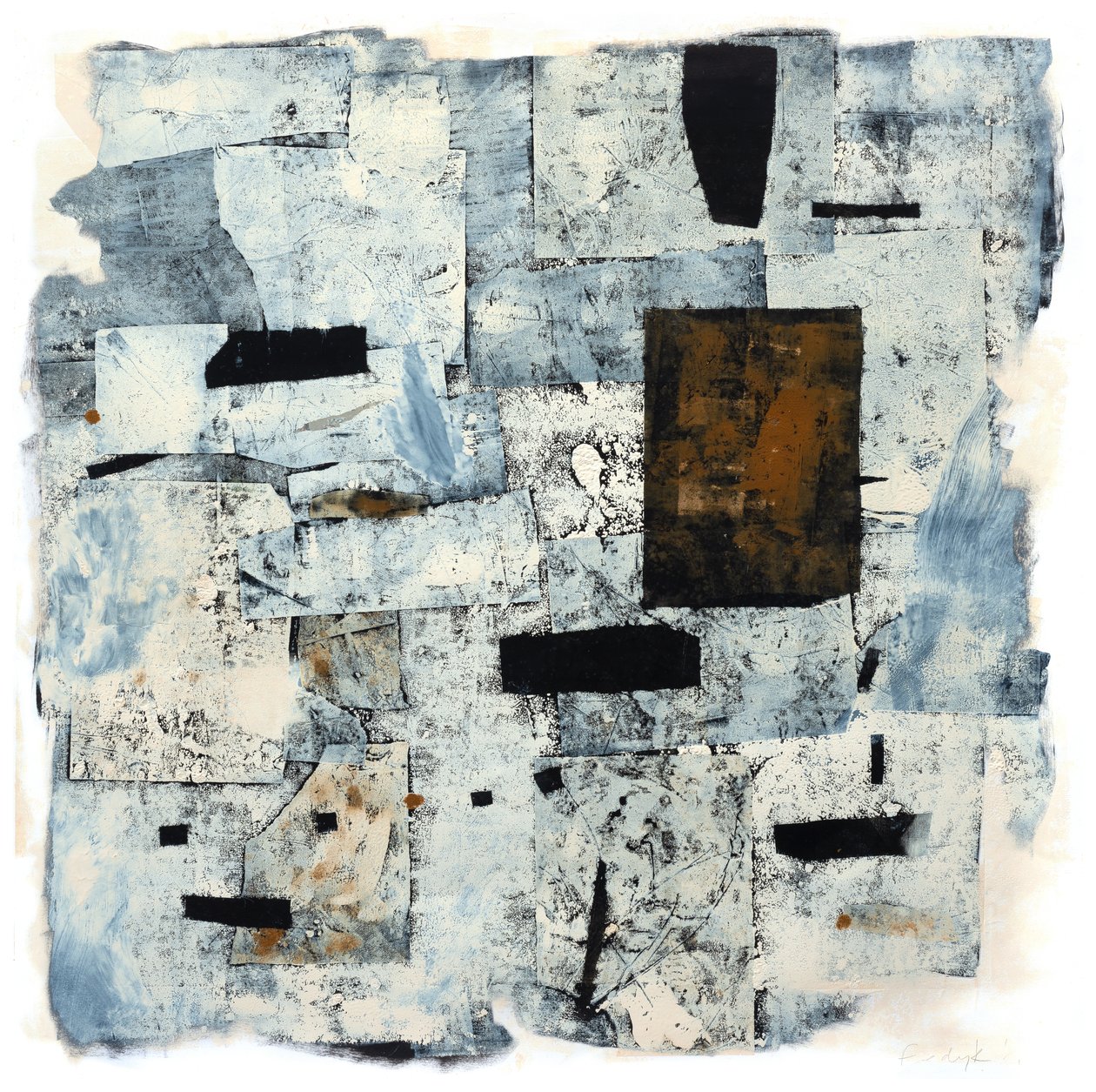 Okkersárga ajtó, 2016 (mono print festék /kollázs) alkotó: Christina Fedyk