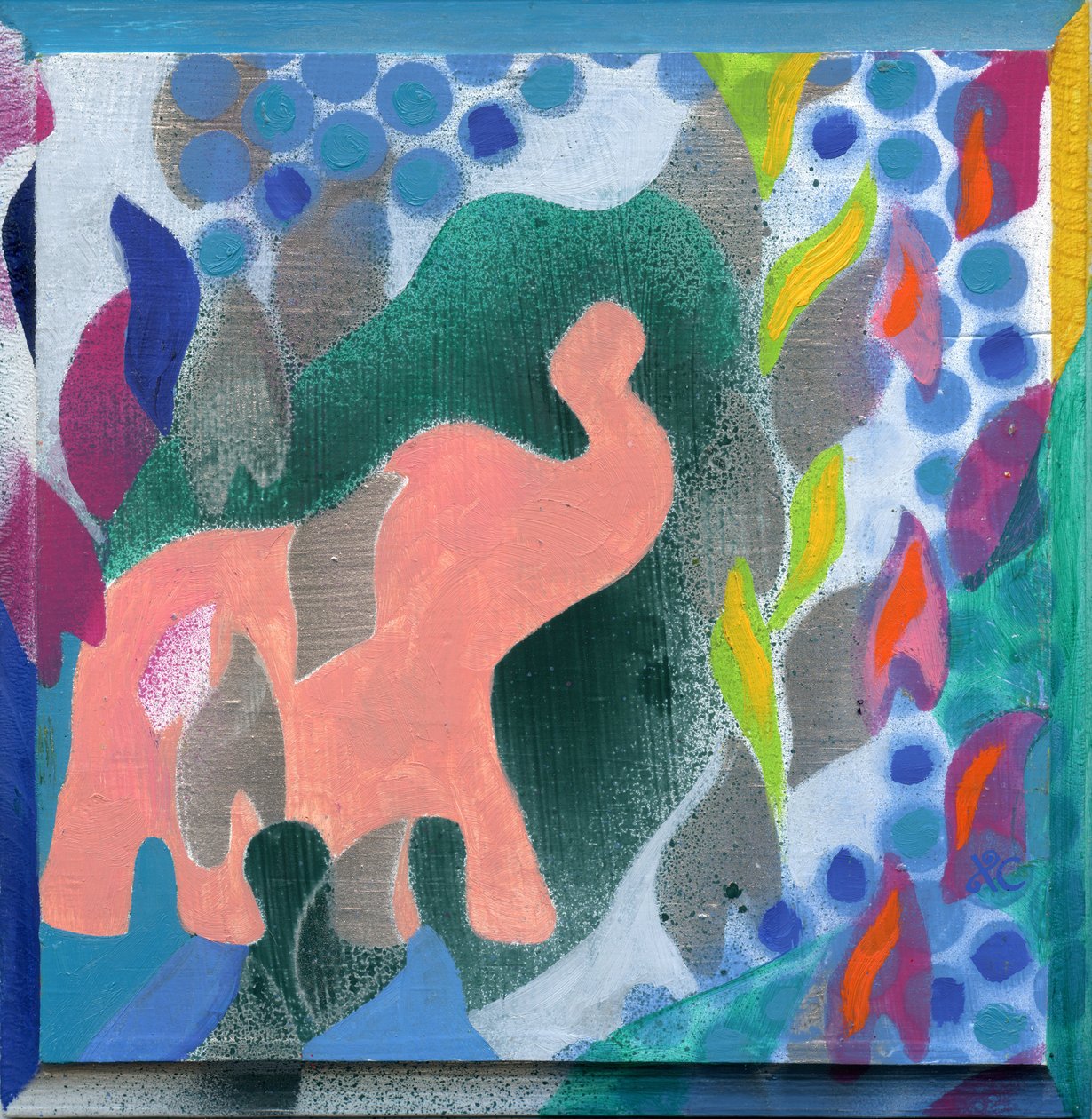 Elefánt, 2008 körül (akril, fapanel) alkotó: Christina Saj