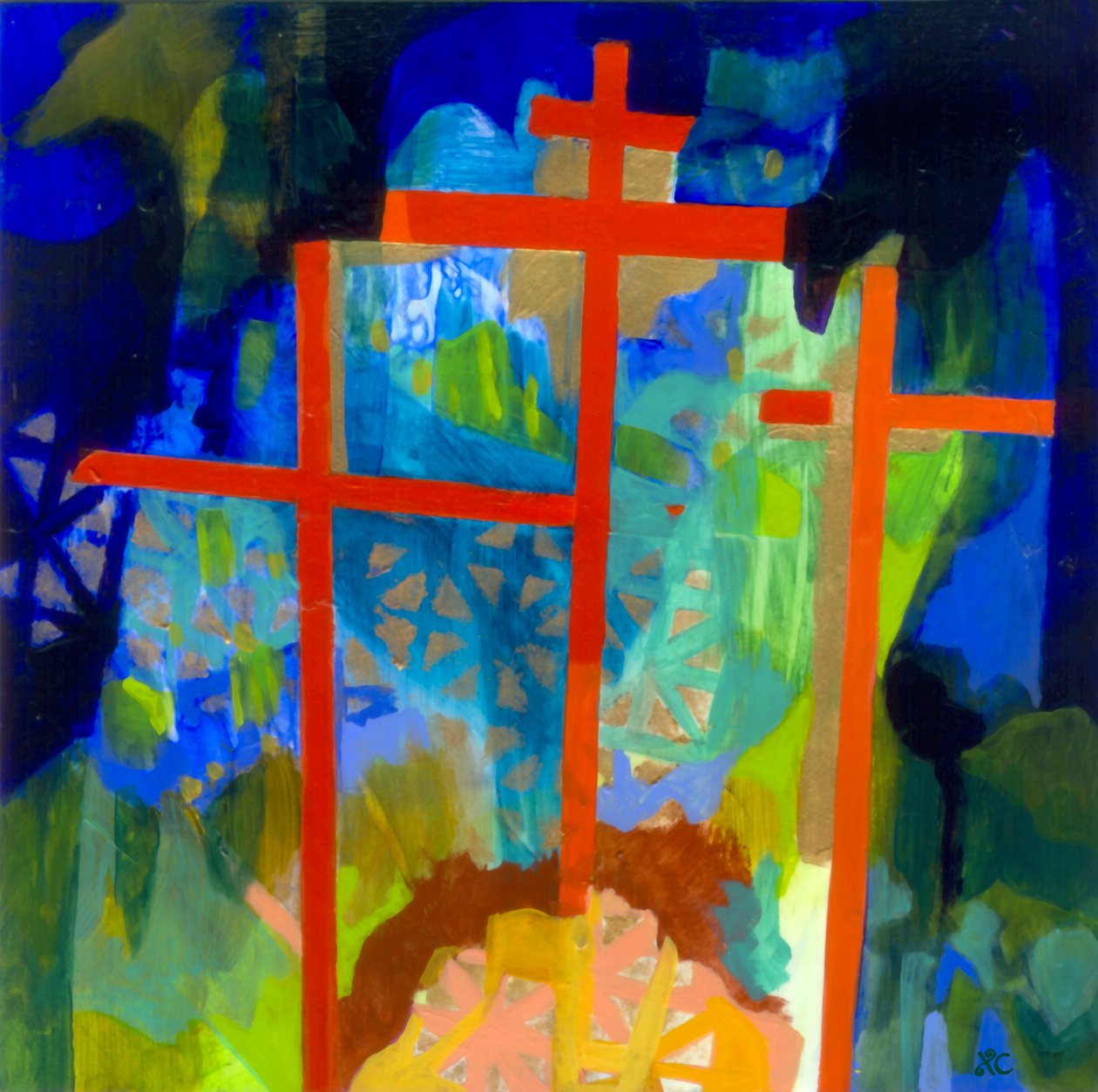 Golgota, 2009 körül (akril, tábla) alkotó: Christina Saj