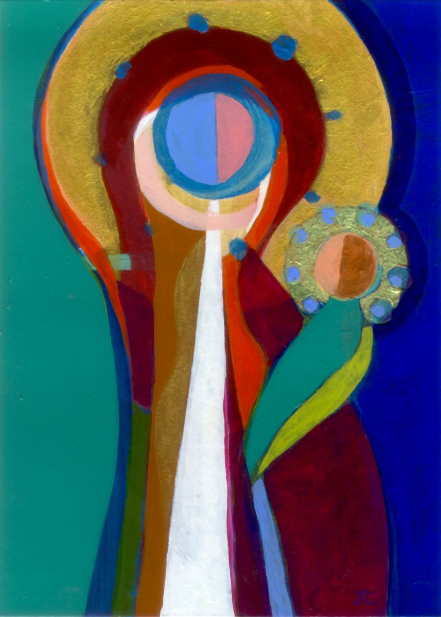 Madonna és gyermeke, 2007 körül (akril, tábla) alkotó: Christina Saj