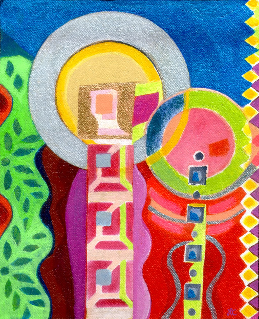 Madonna és gyermeke a kertben, 2010 körül (akril, vászon) alkotó: Christina Saj