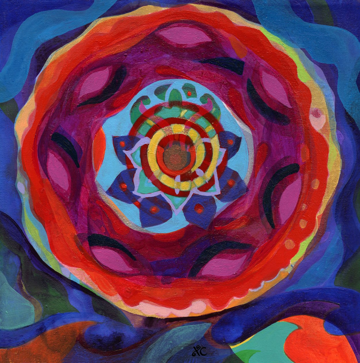 Meditáció 4 Radiance Mandala, 2017 körül (akril, vászon) alkotó: Christina Saj