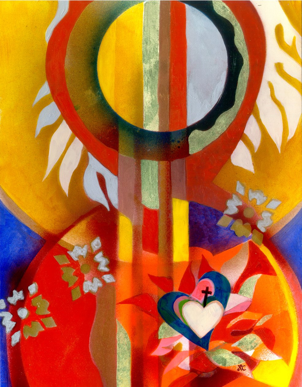A Szent Szív Miasszonyunk, 2010 körül (akril, aranyozott panel) alkotó: Christina Saj