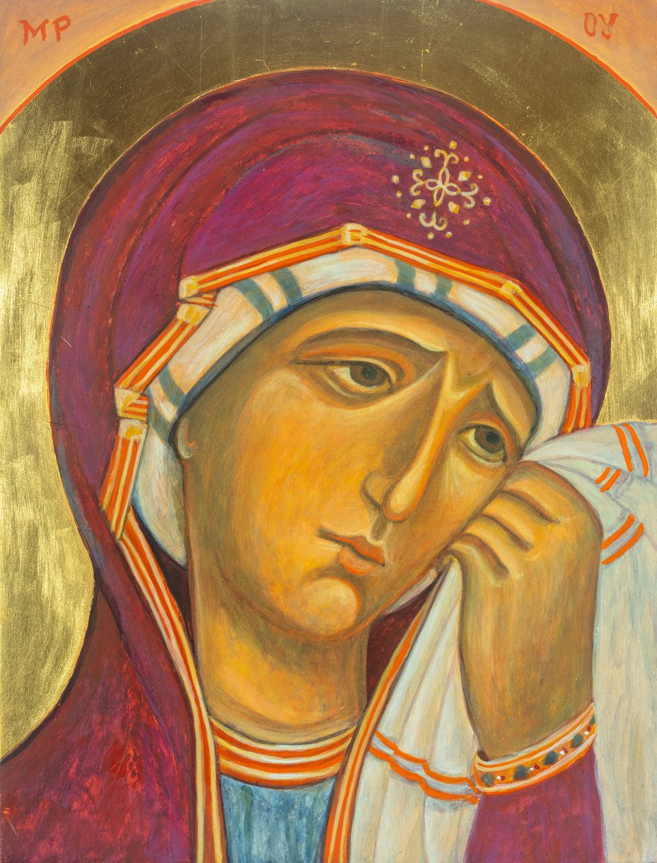 Fájdalmas Szűzanya, 2001 (tojástempera, fa, levélarany) alkotó: Christine Hales