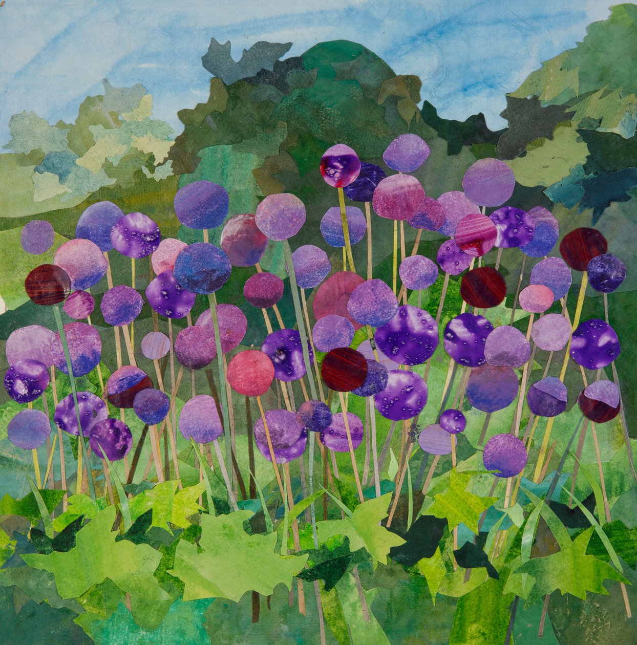 Alliums Large, 2024 (akvarell festett papírkollázs) alkotó: Christine McKechnie