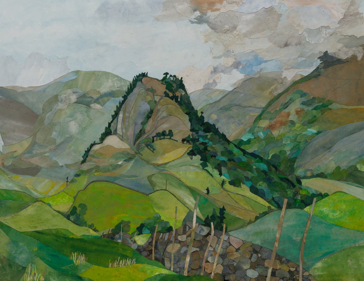 Castle Crag, 2023 (akvarell festett papírkollázs) alkotó: Christine McKechnie