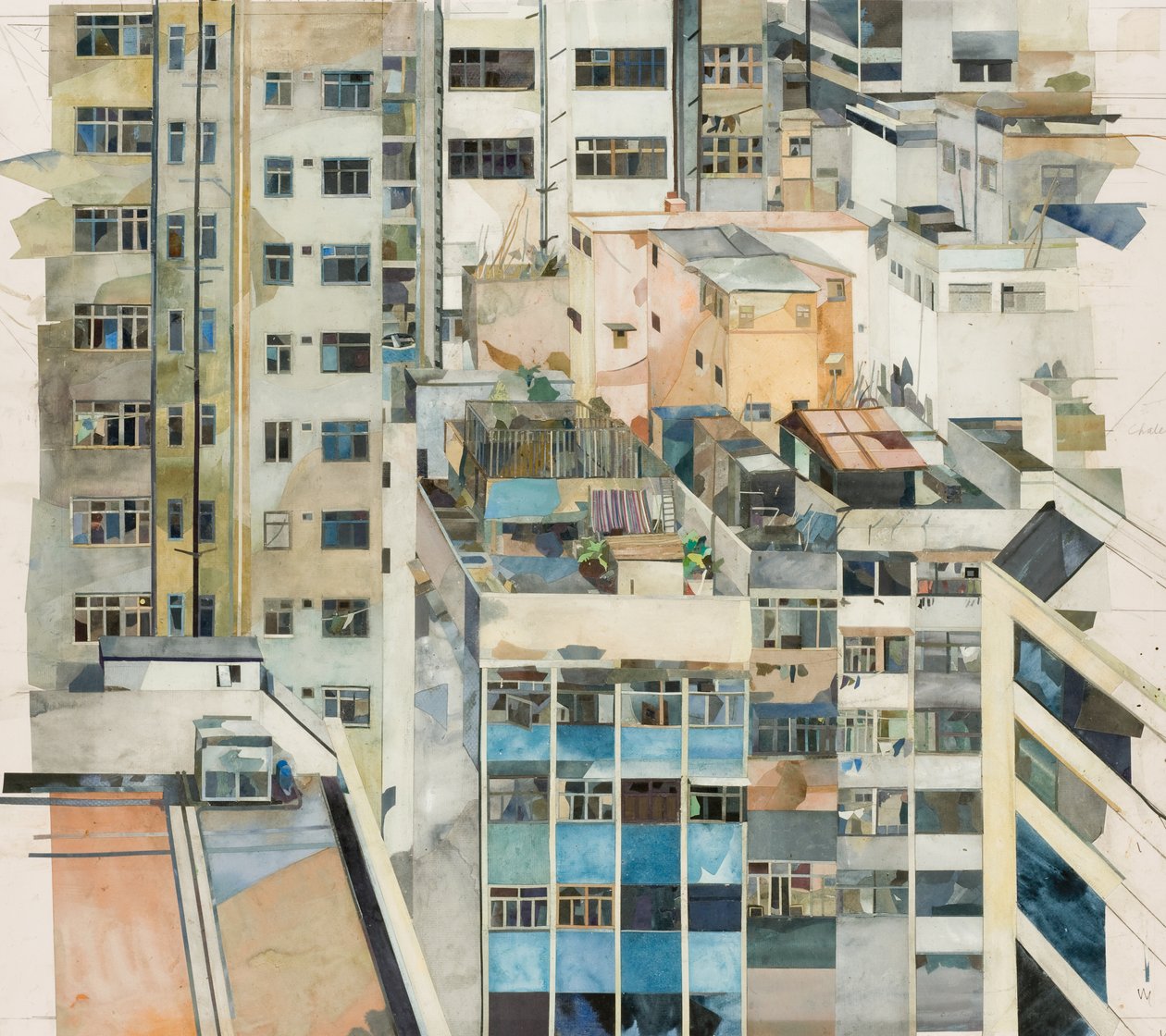 Hong Kong, 2011 (akvarellel festett papírkollázs) alkotó: Christine McKechnie