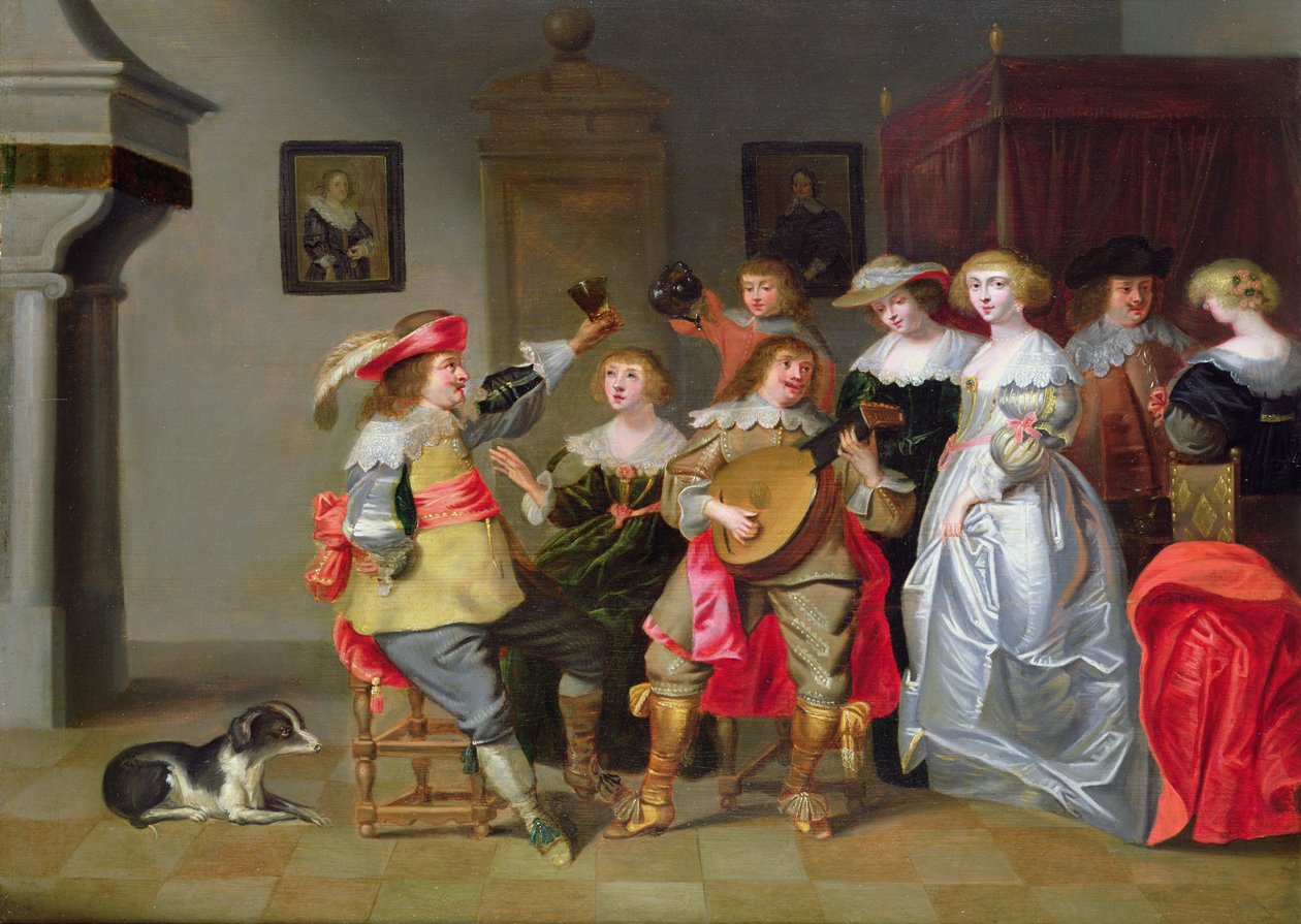 Elegáns társaság Vidám hangulat az enteriőrben alkotó: Christoffel Jacobsz van der Lamen