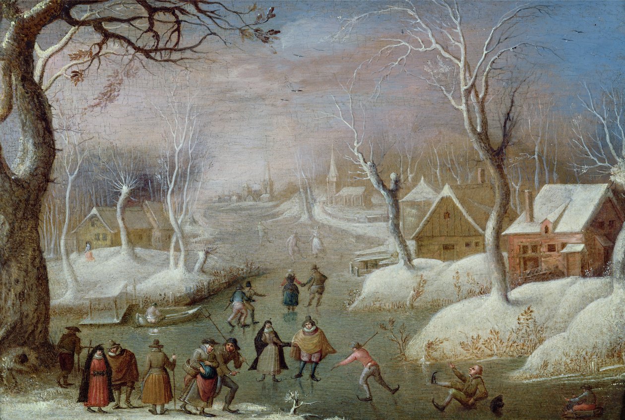 Téli táj korcsolyázókkal, 17. század alkotó: Christoffel van den circle of Berghe