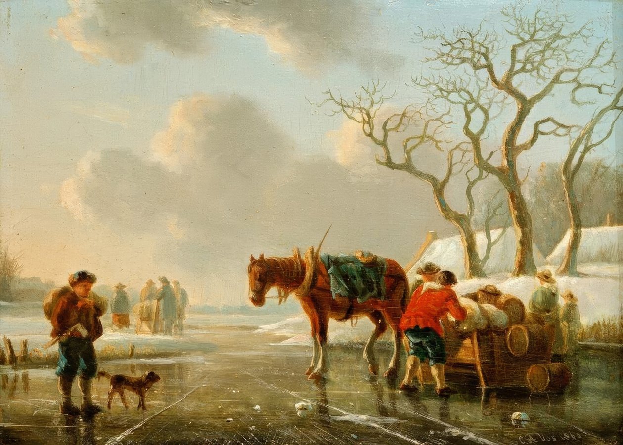 Téli este a jeges folyón alkotó: Christoffel Albertus Vos