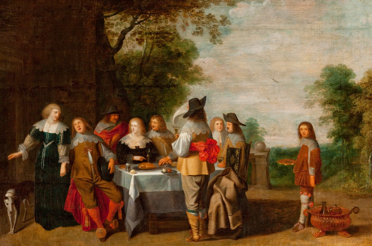 Társaság egy asztalnál a parkban (olaj, vászon) alkotó: Christoffel Jacobsz Laemen van der