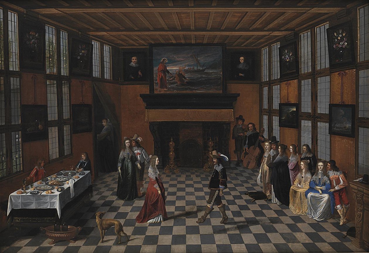 Táncparti egy belső térben alkotó: Christoffel Jacobsz. van der Laemen