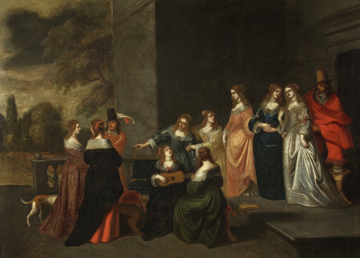 Csoport a teraszon, 1640 körül (olaj, vászon) alkotó: Christoffel Jacobsz van der Lamen