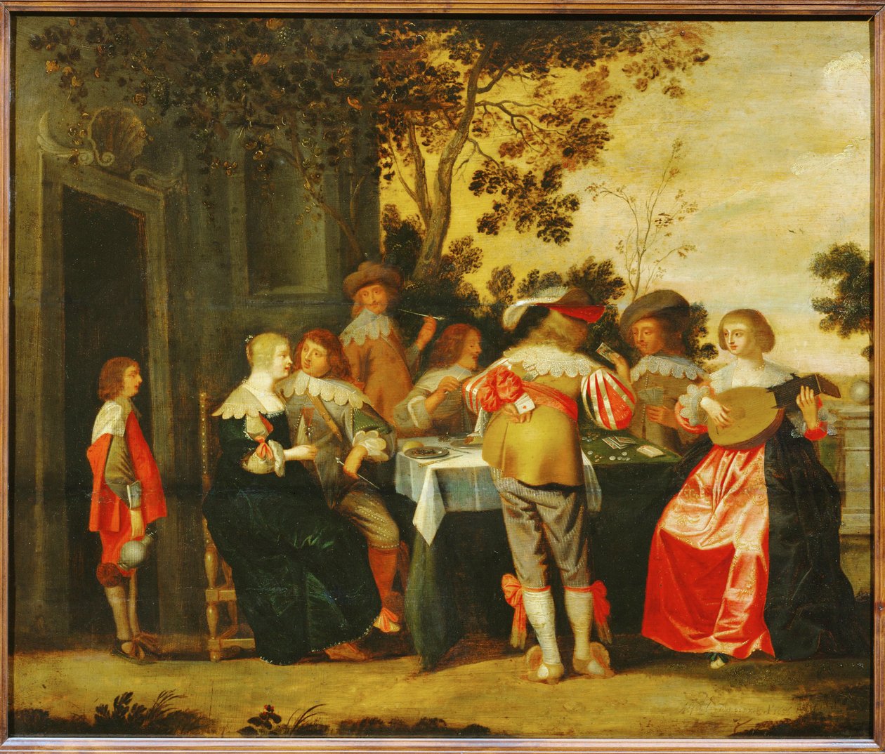 Le Jeu. Vacsora zenészekkel ... (festmény, vászon) alkotó: Christoffel Jacobsz van der Lamen