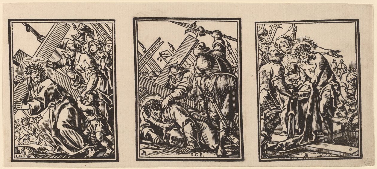 Három jelenet a kálváriához vezető úton alkotó: Christoffel Jegher after Anthonis Sallaert