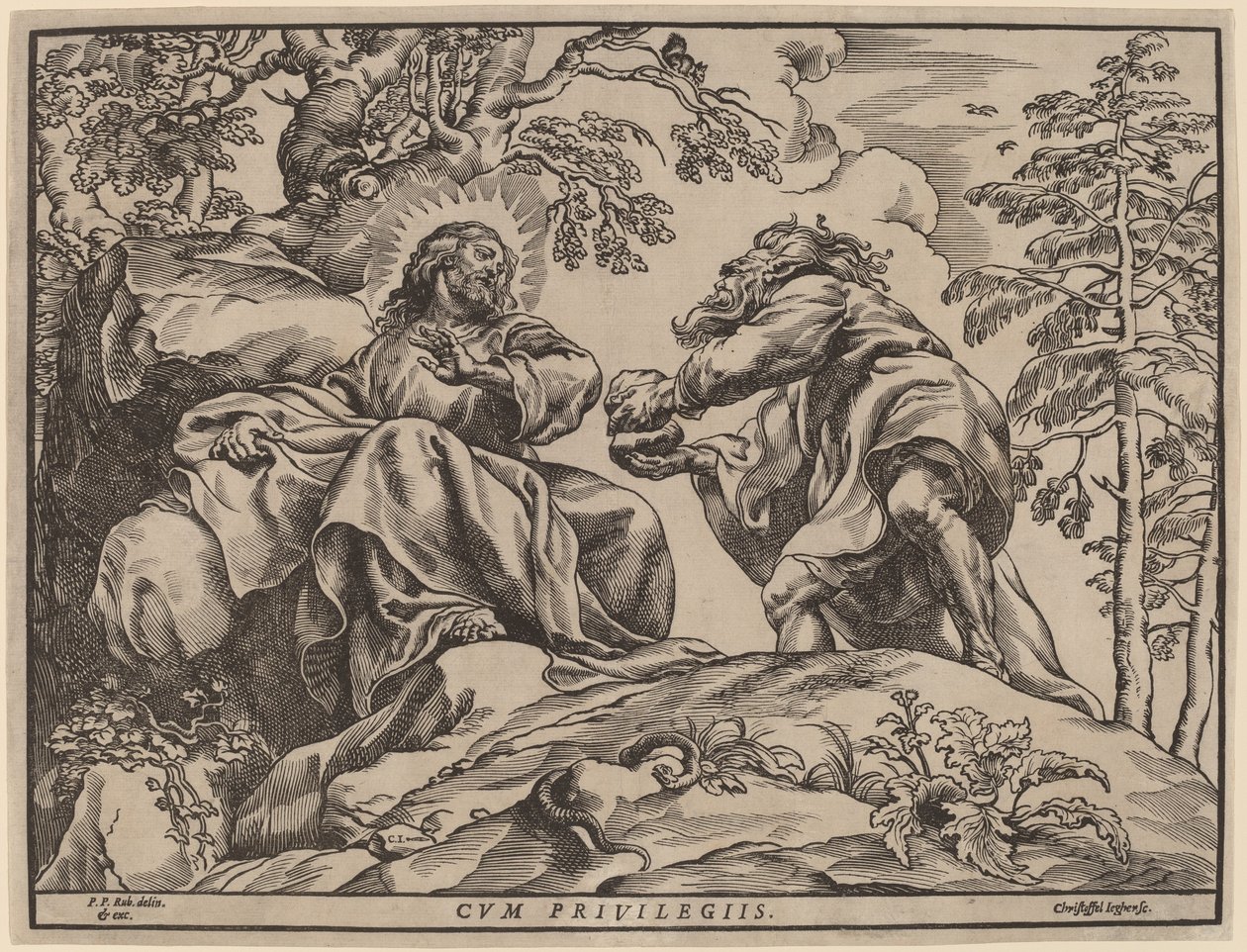 Krisztus megkísértése az ördög által alkotó: Christoffel Jegher after Sir Peter Paul Rubens