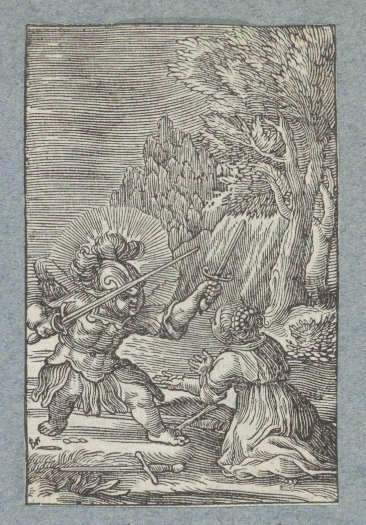 A gyermek megadja magát a lovagnak öltözött angyalnak Pia Desideria (sorozat címe) alkotó: Christoffel van Sichem (II)