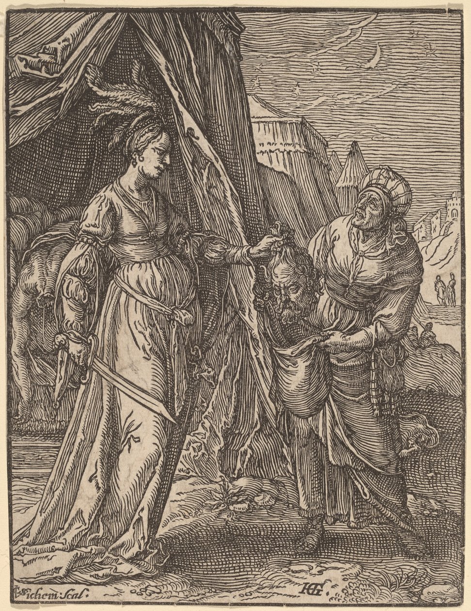 Judit a Holofernész fejével alkotó: Christoffel van Sichem I, after Hendrik Goltzius