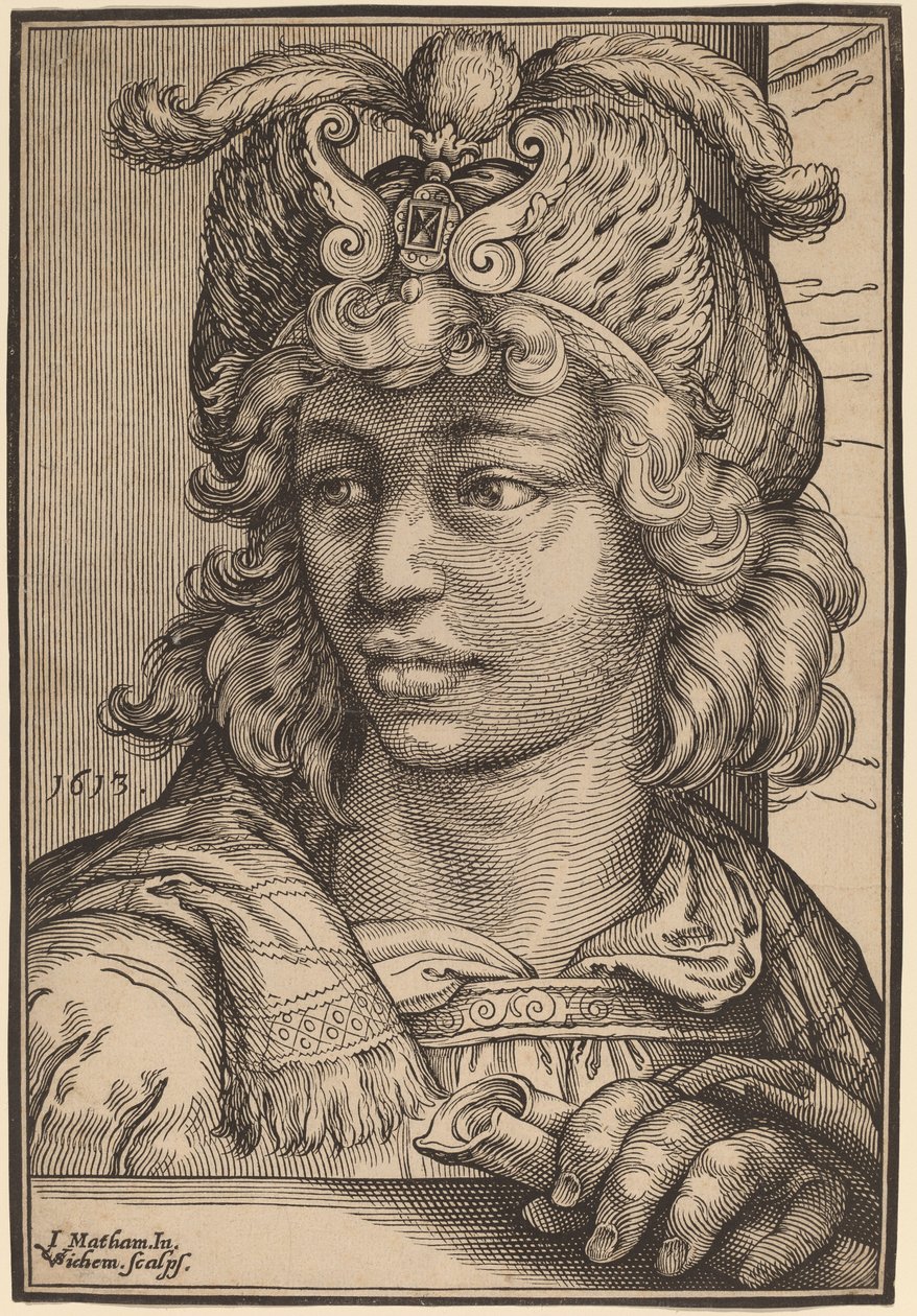 Egy fiatal férfi mellszobra alkotó: Christoffel van Sichem I after Jacob Matham