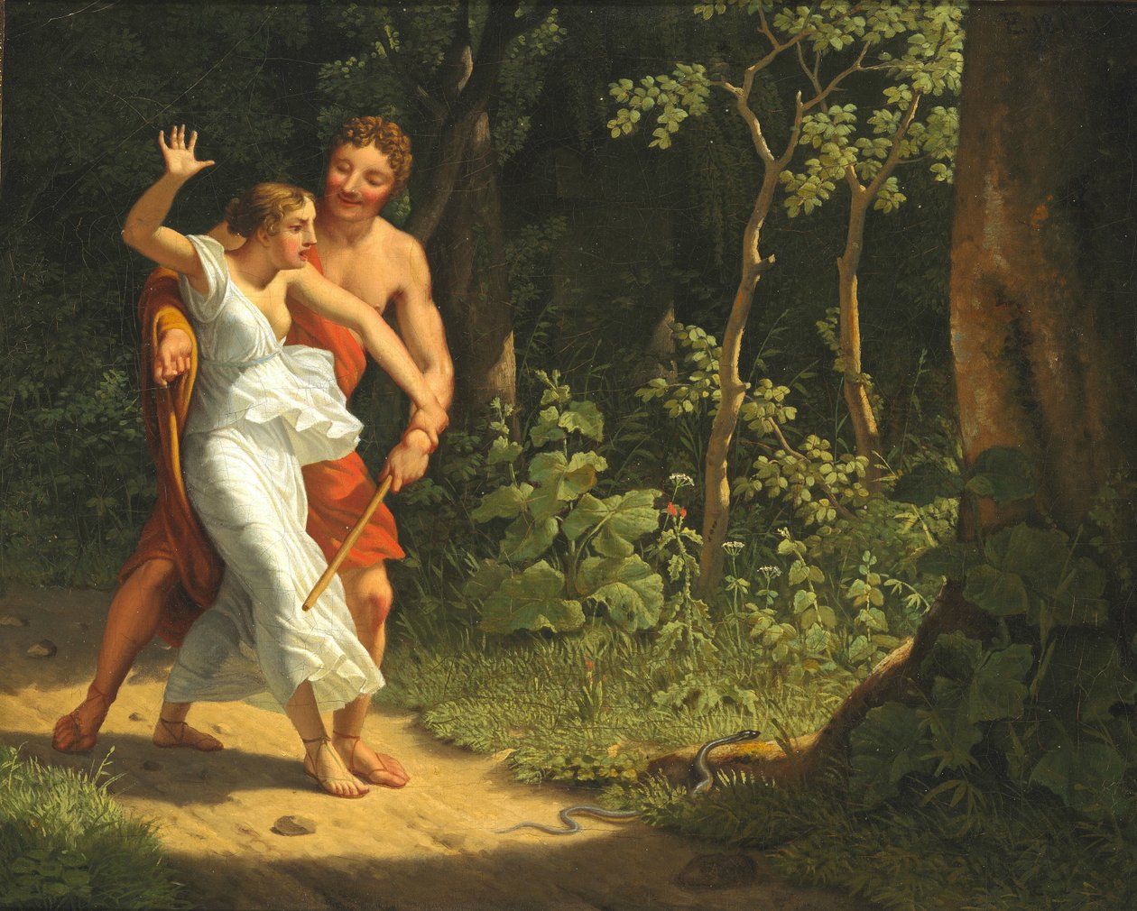 Csábító jelenet egy erdőben alkotó: Christoffer Wilhelm Eckersberg