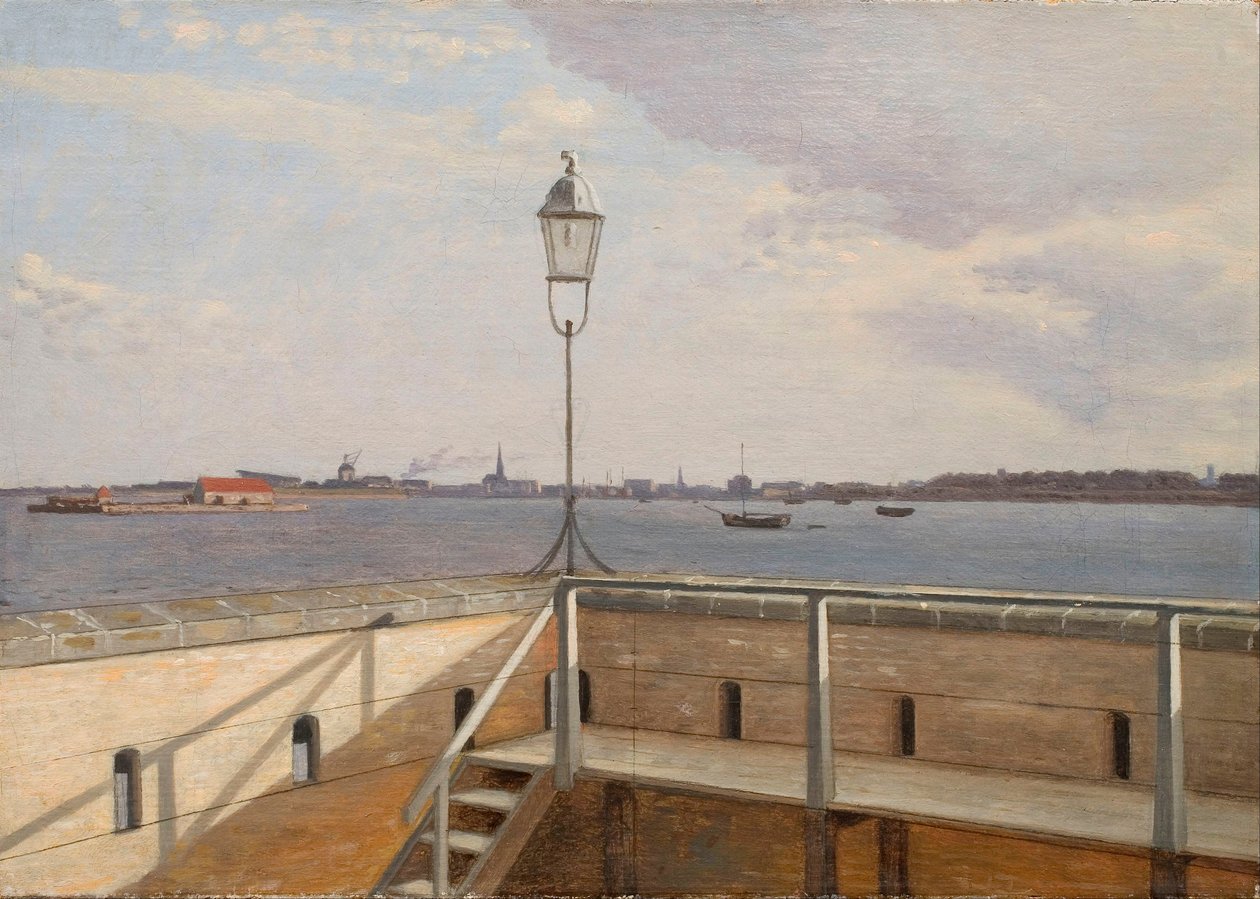 Kilátás a Trekroner akkumulátorról Koppenhágával a távolban alkotó: Christoffer Wilhelm Eckersberg
