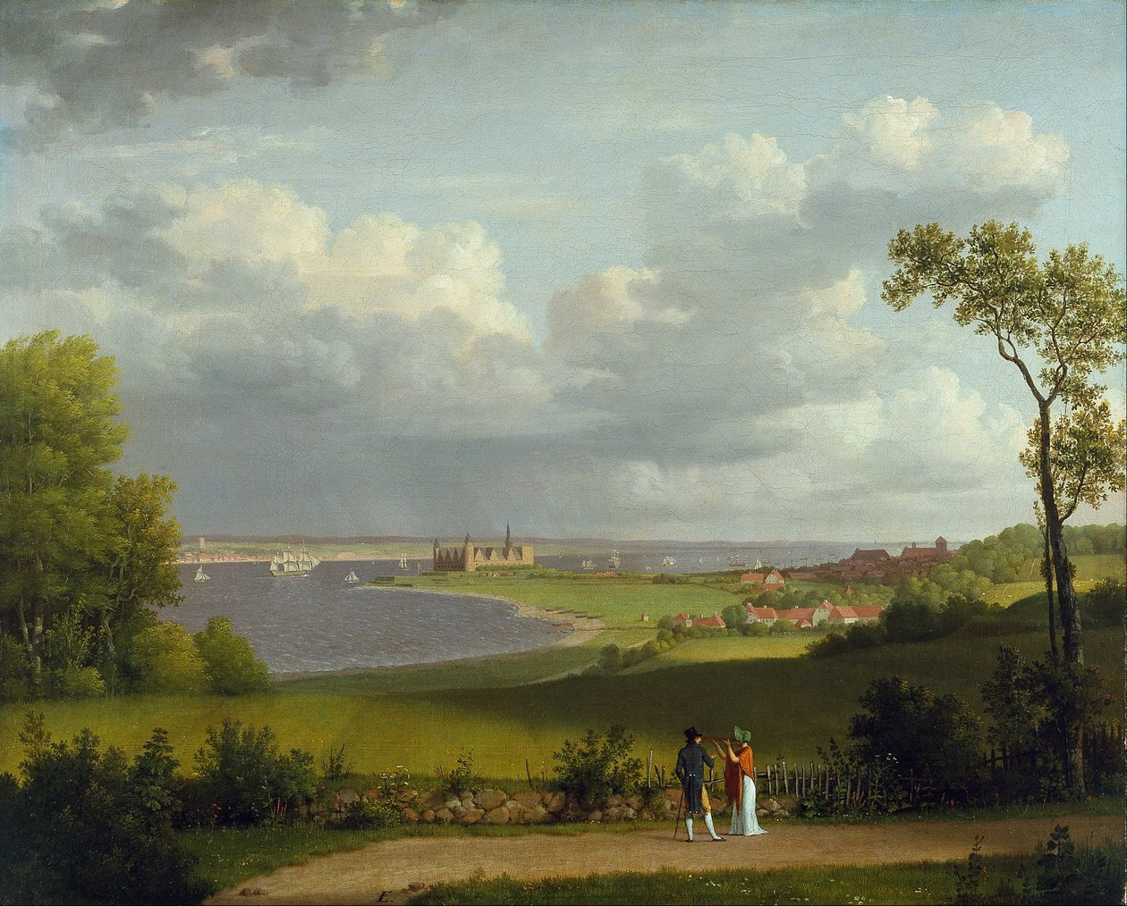 Kilátás északra Kronborg várától alkotó: Christoffer Wilhelm Eckersberg