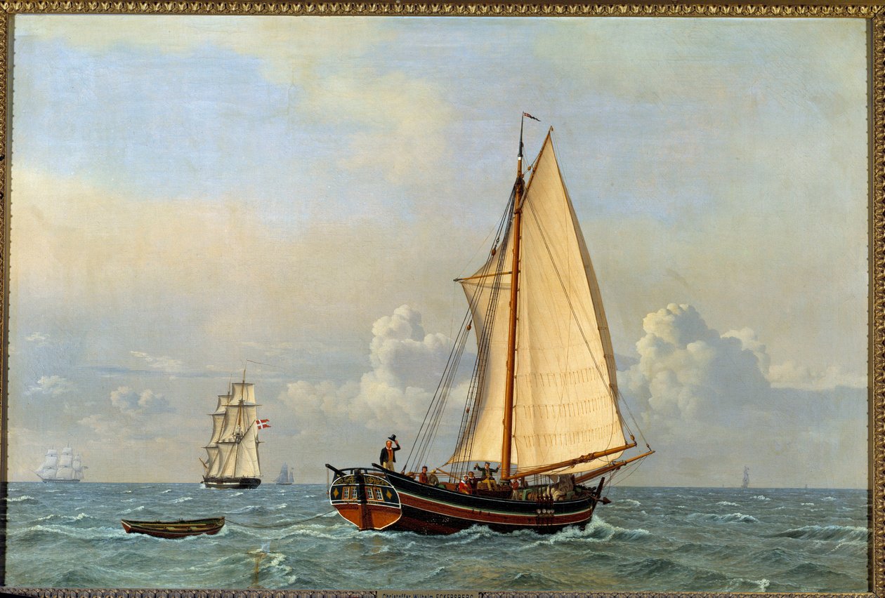 Egykori dán vonalhajó, 1831-ben hátszéllel Christoffer Wilhelm Eckersberg (1783-1853) festménye alkotó: Christoffer Wilhelm Eckersberg