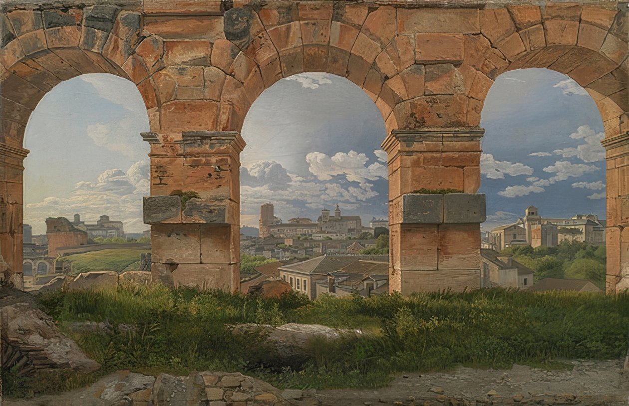 Kilátás három boltíven keresztül a Colosseum felől. 1815 alkotó: Christoffer Wilhelm Eckersberg