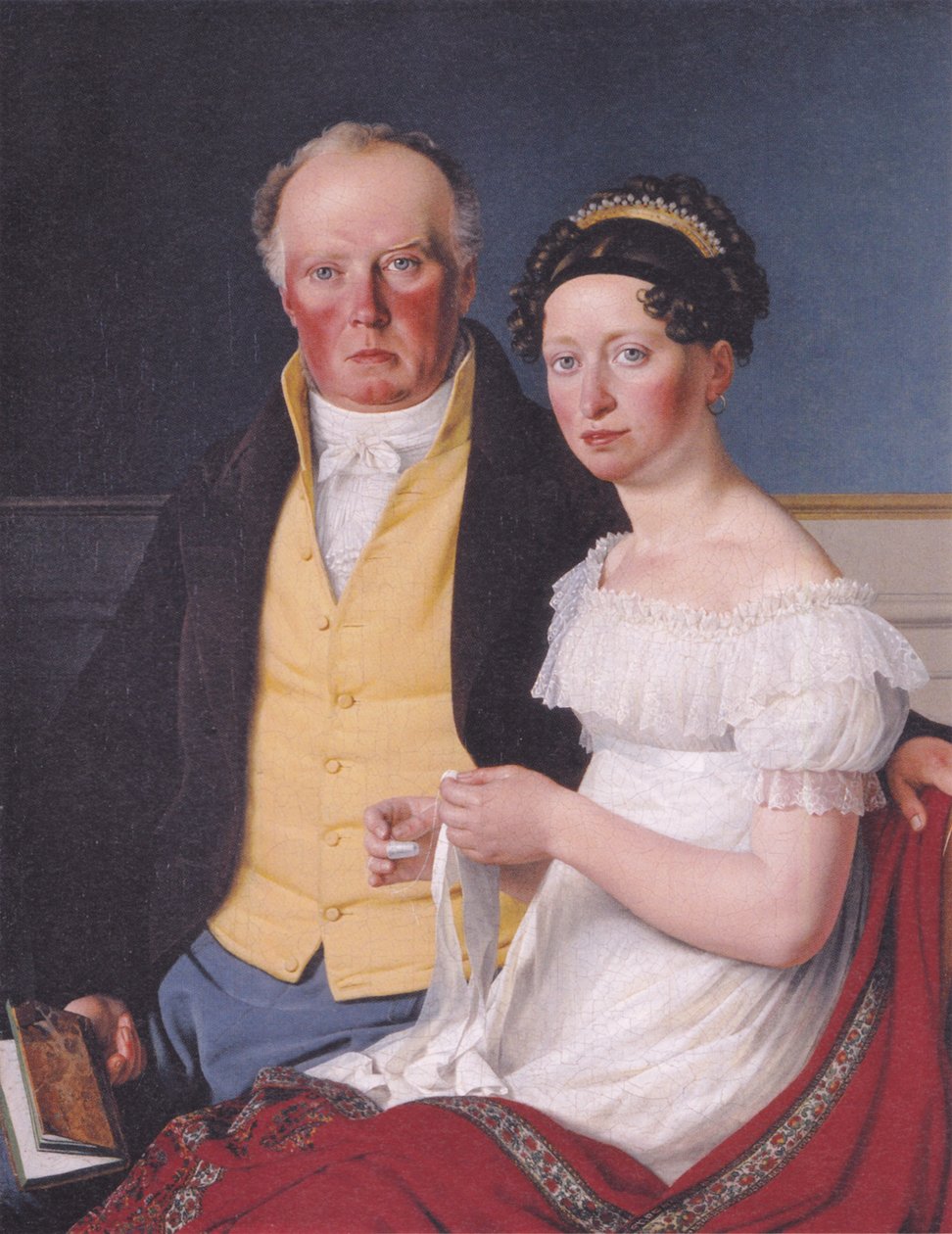 Dán:  Bille-Brahe og hans anden hustru Johanne Caroline, født Falbe Kettős portré Preben Bille-Brahe grófról és második feleségéről, Johanne Caroline, született Falbe-ról. alkotó: Christoffer Wilhelm Eckersberg