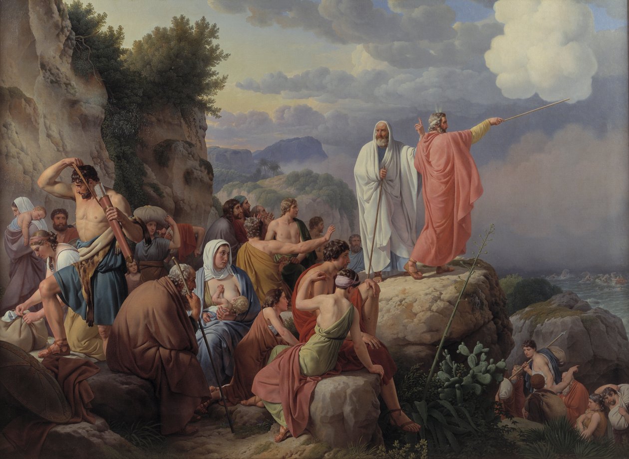A Vörös-tengeren való átkelés után pihenő izraeliták, 1816. alkotó: Christoffer Wilhelm Eckersberg