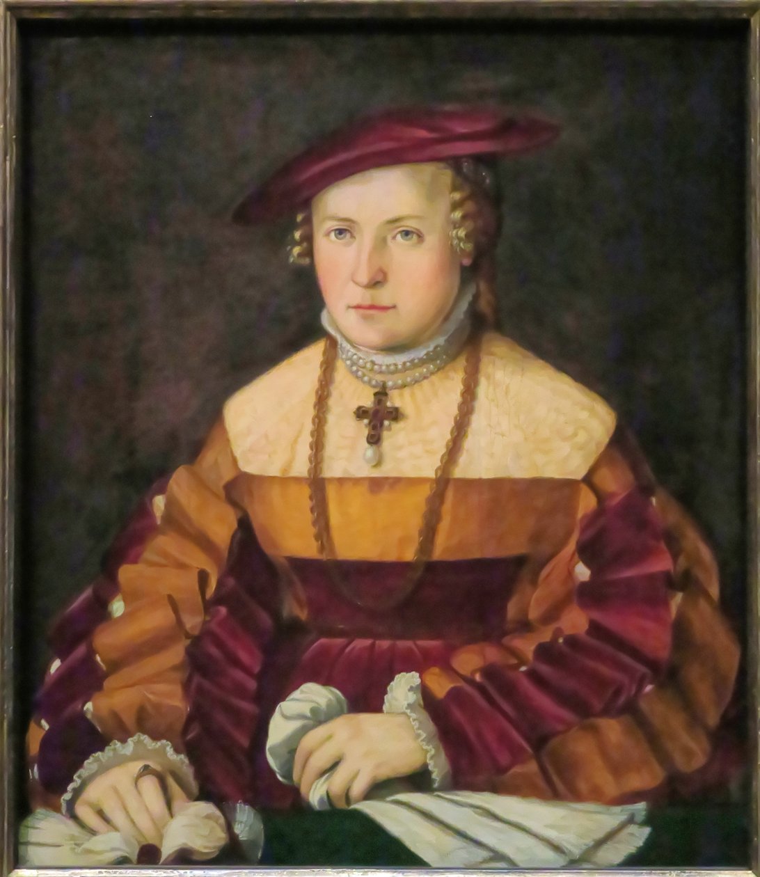 Német: Bildnis der Ehefrau des Ulrich Ehinger, Ursula Meuting (d. 1588) (Ulrich Ehinger feleségének arcképe, Ursula Meuting) Ulrich Ehinger feleségének arcképe, Ursula Meuting alkotó: Christoph Amberger