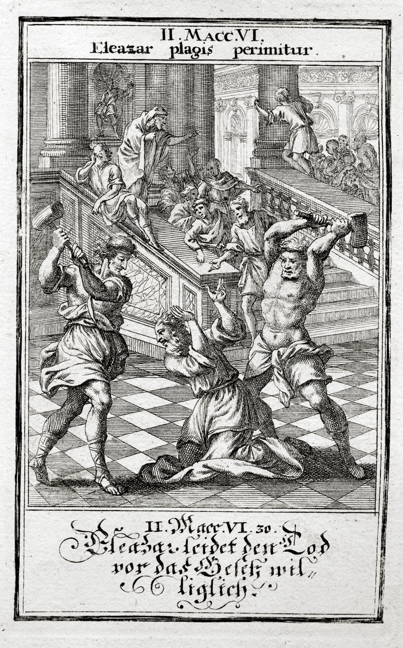 Eleázár önként vállalja a halálbüntetést, Makkabeusok 1695 alkotó: Christoph Weigel