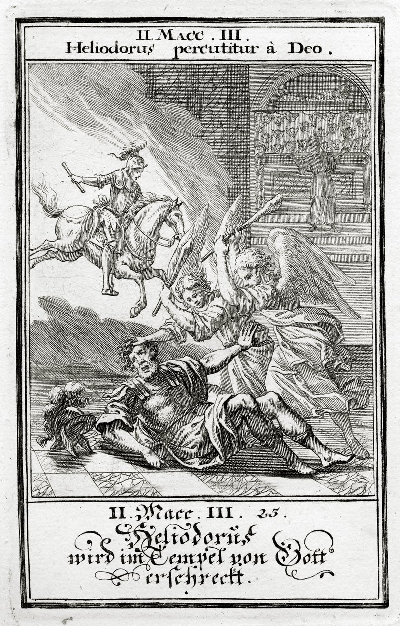 Isten megijeszti Heliodorust a templomban, 2 Makkabeus (3:21-28), 1695 alkotó: Christoph Weigel