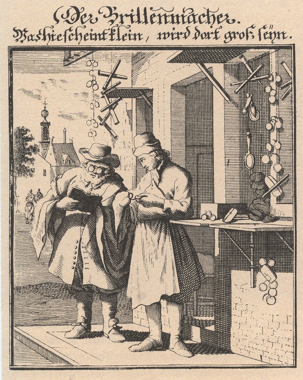 Szemüvegkészítő a Fő jótékonysági birtokok ábrájából, 1698 alkotó: Christoph Weigel the Elder