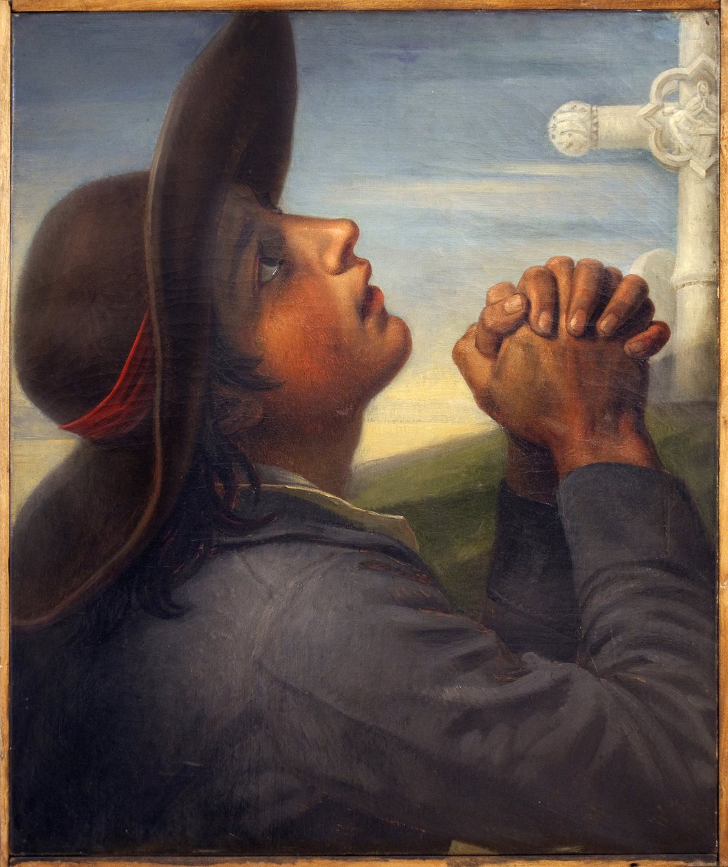 Parasztfej eladva. Thomas Degeorge (1786-1854) festménye, olaj, vászon, 1830 körül, tanulmány a Bonchamp halála című festményhez. francia művészet alkotó: Christophe Thomas Degeorge