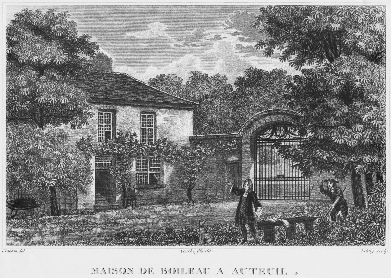 Nicolas Boileau háza, Boileau-Despreaux néven ismert Auteuil-ban, Párizsban, Ashby metszetével (XIX. század) alkotó: Christophe Civeton