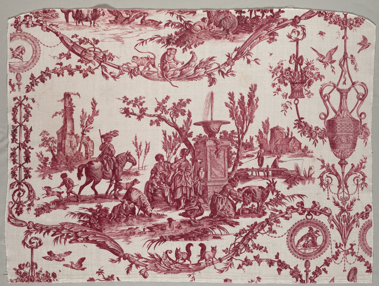 Rézlemezre nyomtatott pamut töredékei, c. 1789. alkotó: Christophe Philippe Oberkampf