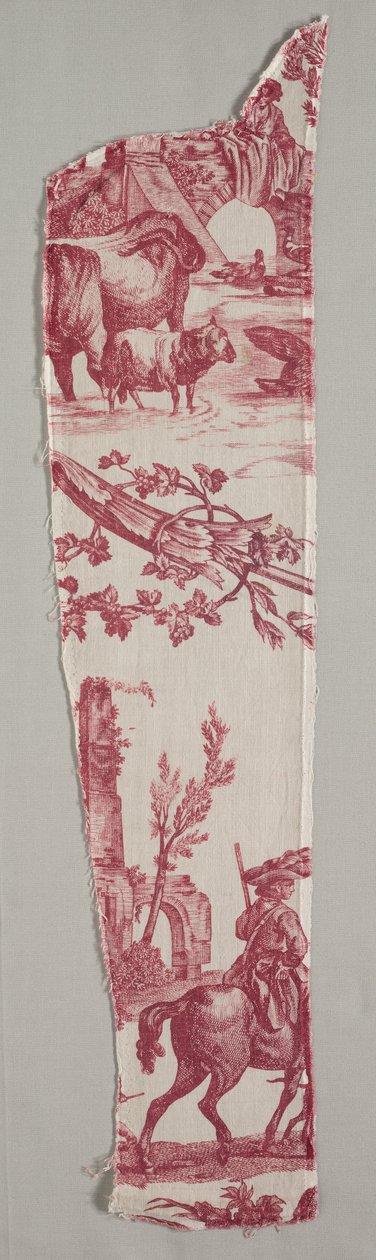 Rézlemezre nyomtatott pamut töredékei, c. 1789. alkotó: Christophe Philippe Oberkampf