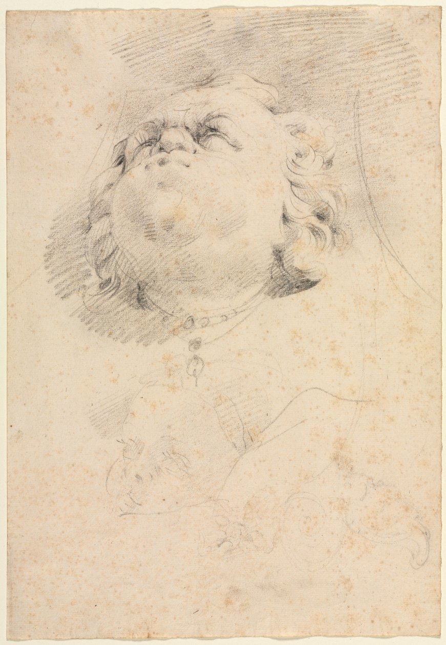 Vázlat egy fejről a giambolognai Neptun-kút után, c. 1654. alkotó: Christophe Veyrier