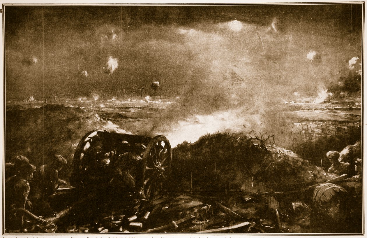 A tüzérséget egy brit gyalogsági támadás támogatására nevelték fel Ypres közelében, 1914-1919 alkotó: Christopher Clark