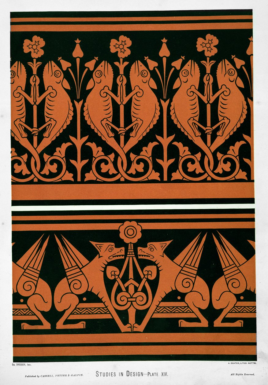XIV. tábla a "Tanulmányok a tervezésről" című műből, 1874-76 körül. alkotó: Christopher Dresser