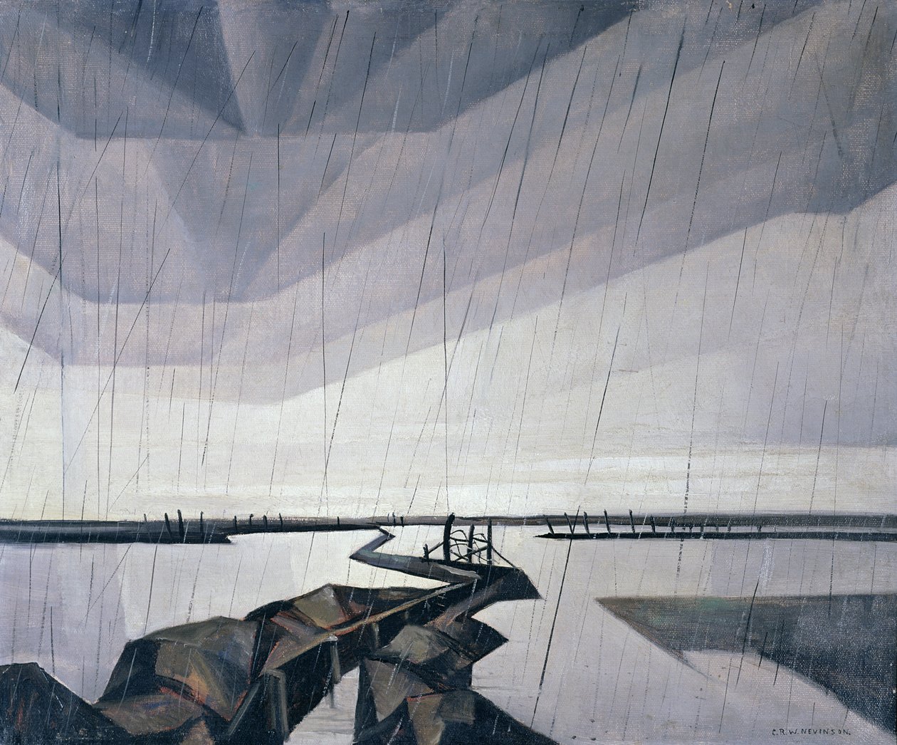 Elárasztott árok az Yseren, 1916 alkotó: Christopher Richard Wynne Nevinson