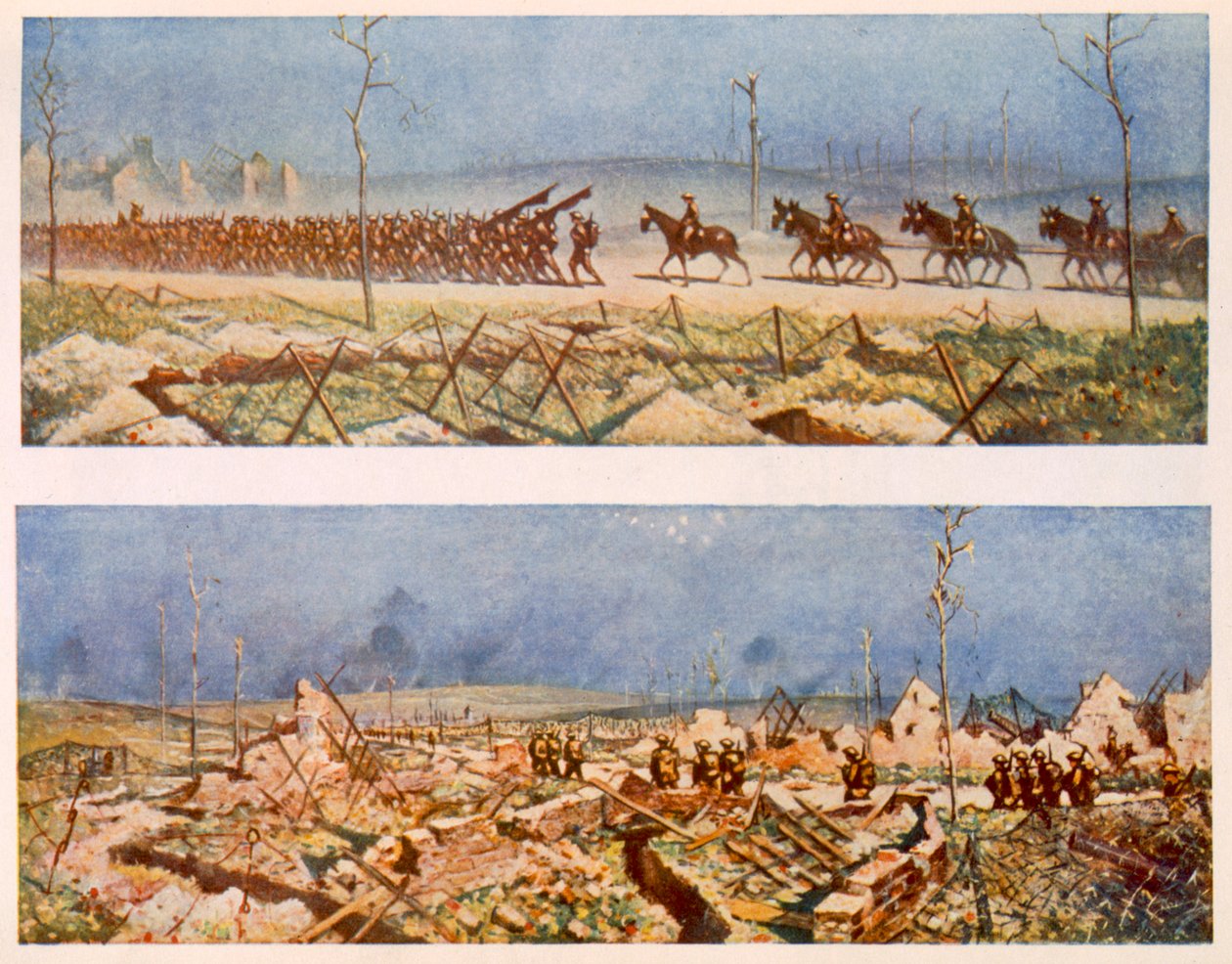 Franciaország útjai, C és D, a Brit művészek a fronton, A nyugati front folytatása, 1917 alkotó: Christopher Richard Wynne Nevinson