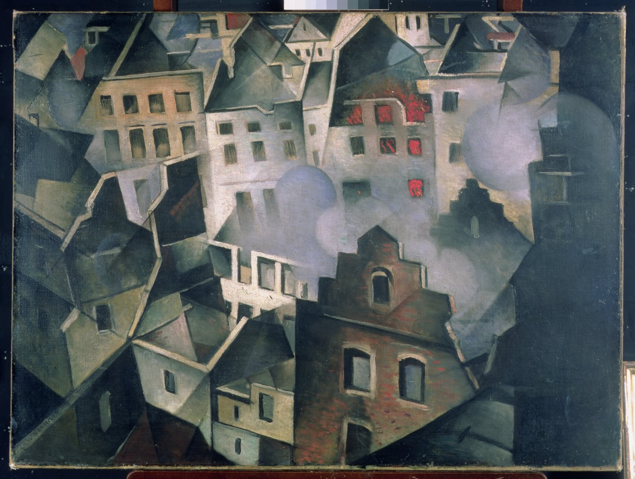 Ypres az első bombázás után alkotó: Christopher Richard Wynne Nevinson