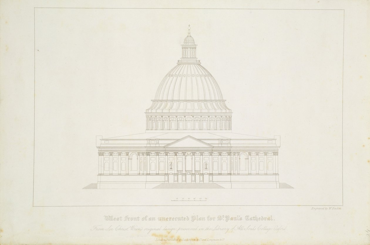 A Szent Pál-székesegyház kivitelezetlen tervének nyugati frontja alkotó: Christopher Wren