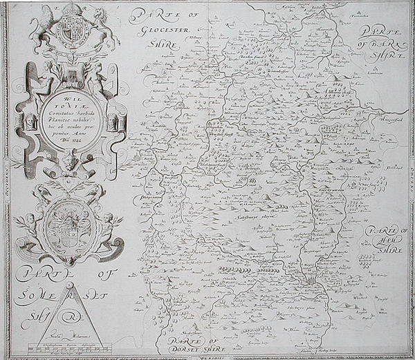 Wiltshire térképe, William Web metszete, kiadó: 1645 (metszet) alkotó: Christopher (after) Saxton