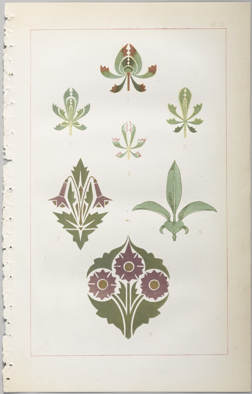 A dekoratív tervezés művészete: egy függelék, amely megadja a nap óráit, amikor a virágok nyílnak, kiadó: Day & Son, London, 1862 alkotó: Christopher Dresser