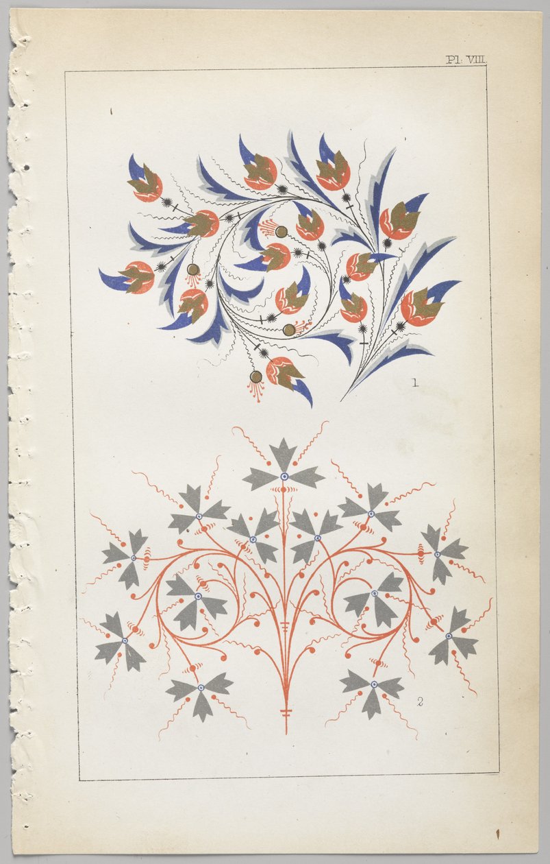 A dekoratív tervezés művészete: egy függelék, amely megadja a nap óráit, amikor a virágok nyílnak, kiadó: Day & Son, London, 1862 alkotó: Christopher Dresser