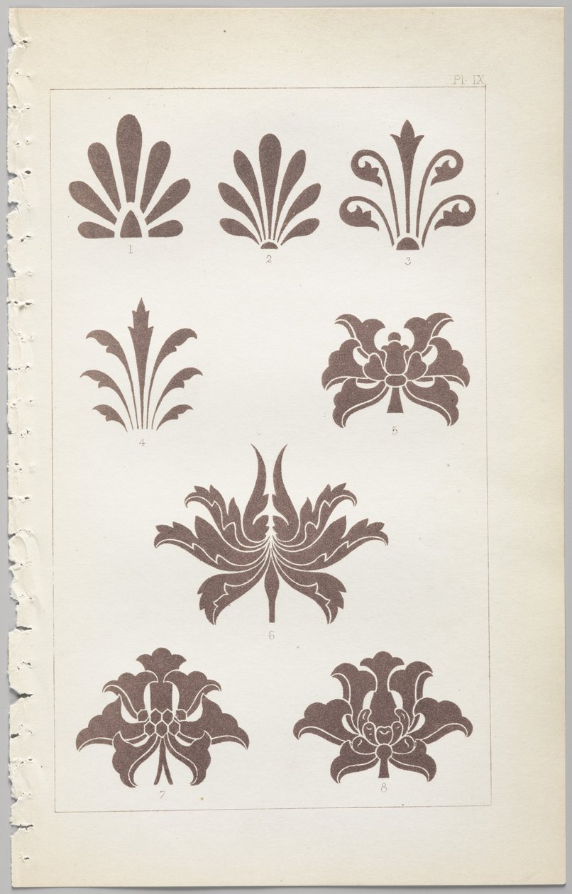 A dekoratív tervezés művészete: egy függelék, amely megadja a nap óráit, amikor a virágok nyílnak, kiadó: Day & Son, London, 1862 alkotó: Christopher Dresser